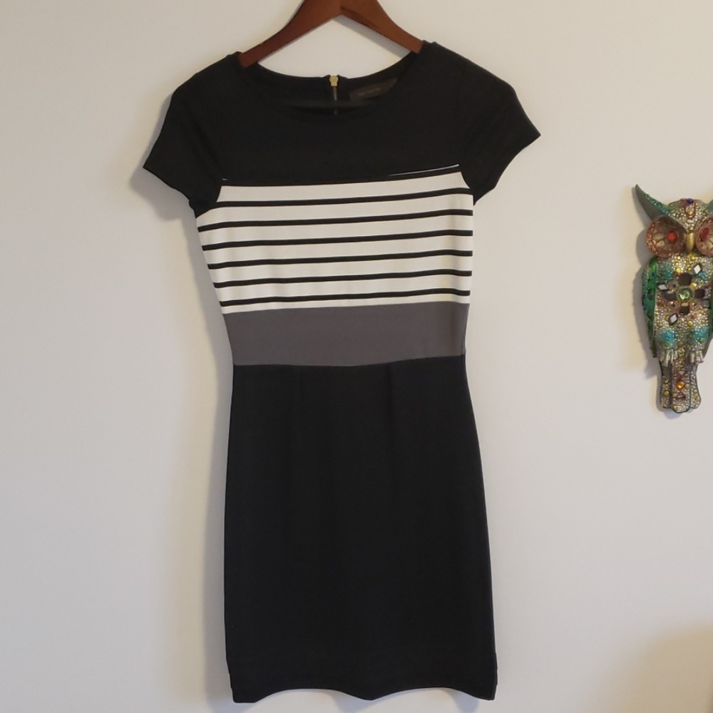 Black white & grey fitted dress